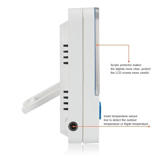 Nithing Fridge Freezer Thermometer Max/Min Memory High & Low Temperature Alarms Settings with LED Indicator Digital Refrigeration Thermometer with Magnetic,Stander