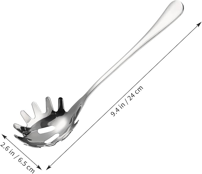 Stainless Steel Pasta Spoon, Spaghetti Spoons Server, Spaghetti Fork with Ergonomic Handle, Noodle Utensil for Kitchen, 9. 4inch