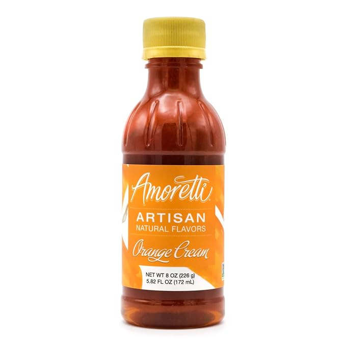 Amoretti - Natural Orange Cream Artisan Flavor Paste, 8 oz, Perfect For Ice Cream, Beverages, Cakes, and more, Preservative Free, Vegan, Gluten Free, No Artificial Sweeteners, Highly Concentrated