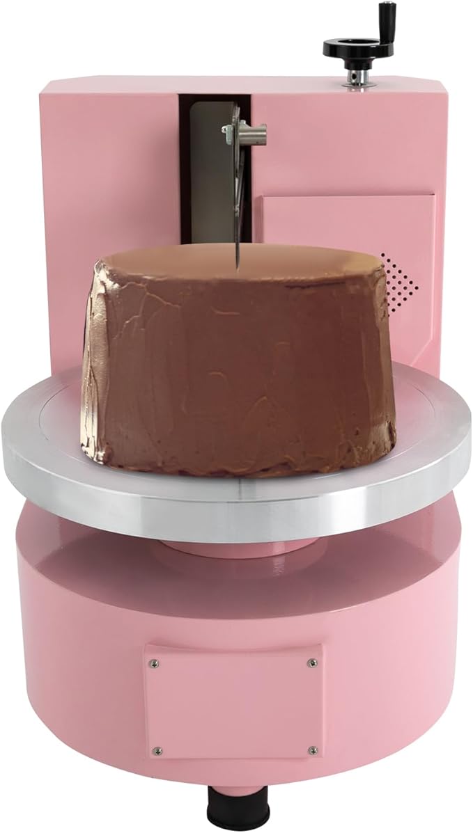 LOYALHEARTDY 14.17 inch Cake Spreading Machine 11-Speed Regulating Turntable, Cake Decorating Machine, Cake Icing Machine with Scale Spatula, Pink Cake Spreading Machine