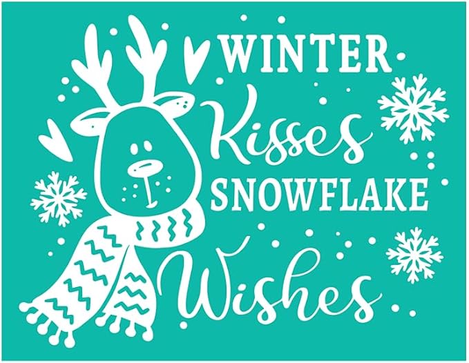 JAJADO Christmas Snowflakes Silk Screen Stencils for Chalk Paste, Reusable Snowflake Stencils for Wood Slice, Canvas, Windows, Gift Card, Starry Christmas Eve Night Snowy Winter Party Decorations