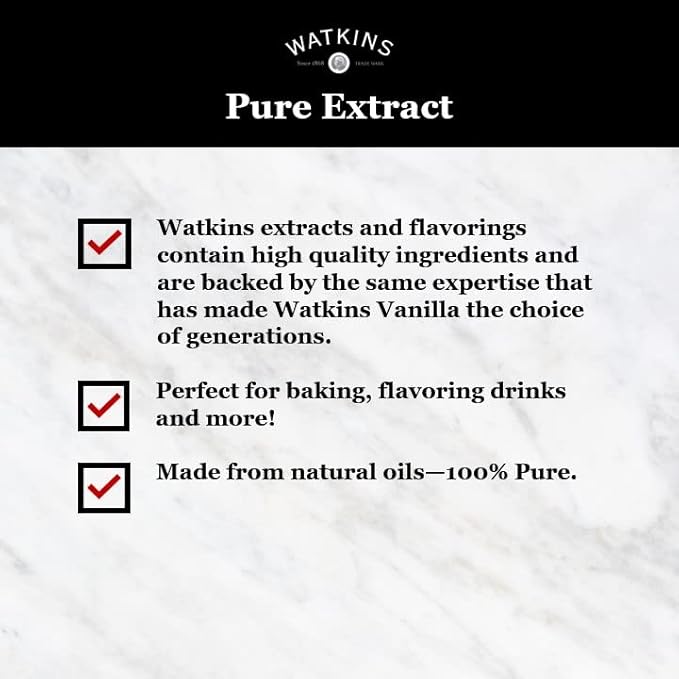 Watkins Organic Pure Almond Extract, Non-GMO, Kosher, 2 oz. Bottle, 1-Pack