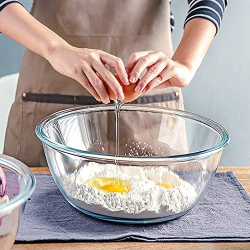 M MCIRCO Glass Mixing Bowls with Lids, 4 Packs Glass Bowl Set, Nesting Bowls for Meal Prep, Food Storage, Bowls For Cooking, Baking, BPA-Free, 0.8/1.7/1.6/2.9/4.8 Qt