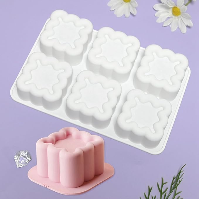mostsom Square Silicone Mousse Cake Mold Easy Using Non-stick Baking Mold for Cake Decorating DIY Bakeware Tools (D_ Square Flower)
