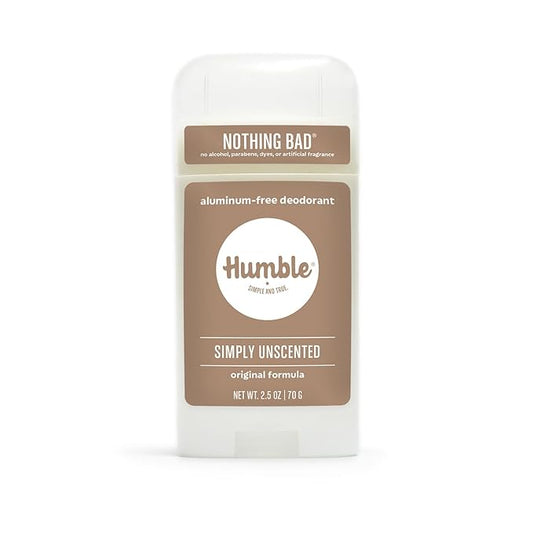HUMBLE BRANDS Original Formula Aluminum-free Deodorant. Long Lasting Odor Control with Baking Soda, Simply Unscented, Pack of 1