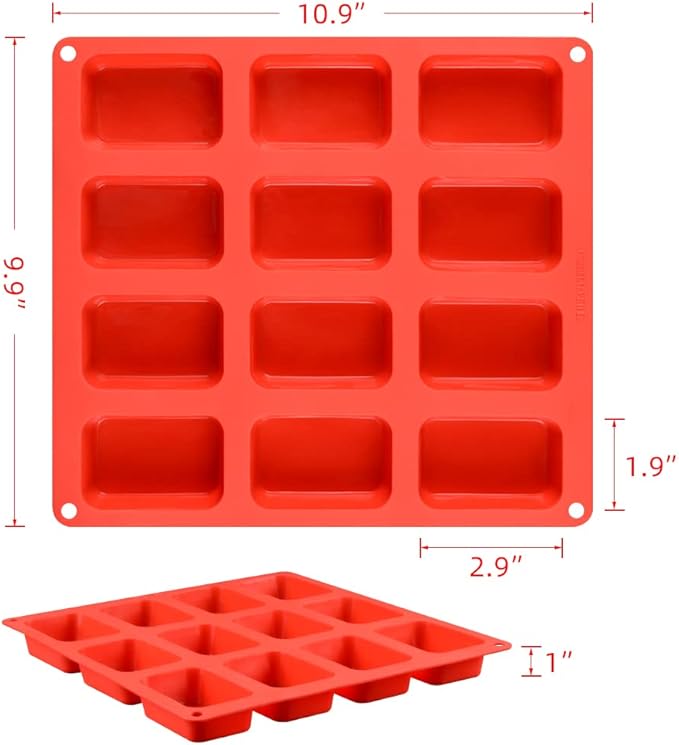 Silicone Mini Loaf pan, Mini Bread Pan Brownie Pan, 12 Cavities Nonstick Food Grade for Baking Bread, Brownie, Cornbread, Cheesecake and Chocolate (1 Pack)