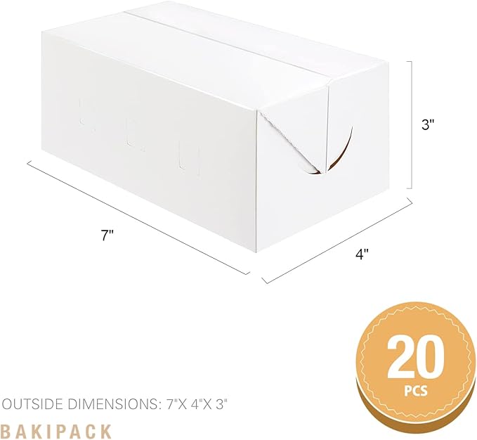 20 Rectangle Take Out Food Containers, 7x4x3 Inches, White Cardboard Lunch Boxes, Catering Boxes, Take Out Boxes-Fast Top, Paper Food To Go Boxes