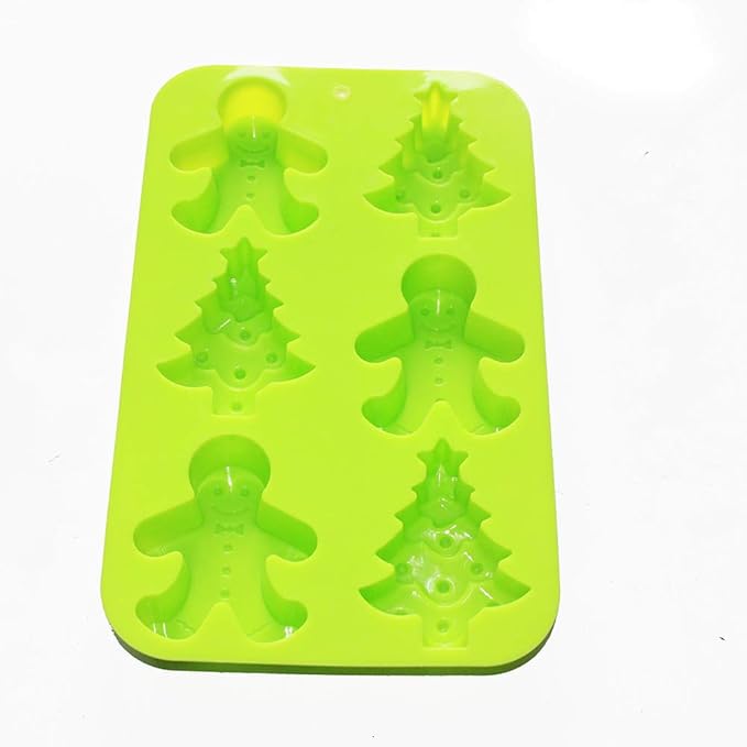 X-Haibei Gingerbread Man & Christmas Tree Silicone Mold for Soap, Crayons, Cookies, Chocolate - Large Cavity DIY Craft & Baking Mold for Holiday Projects