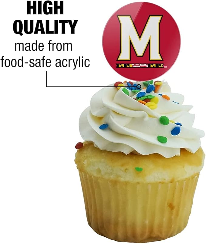 University of Maryland Primary Logo Cupcake Picks Toppers Decoration Set of 6