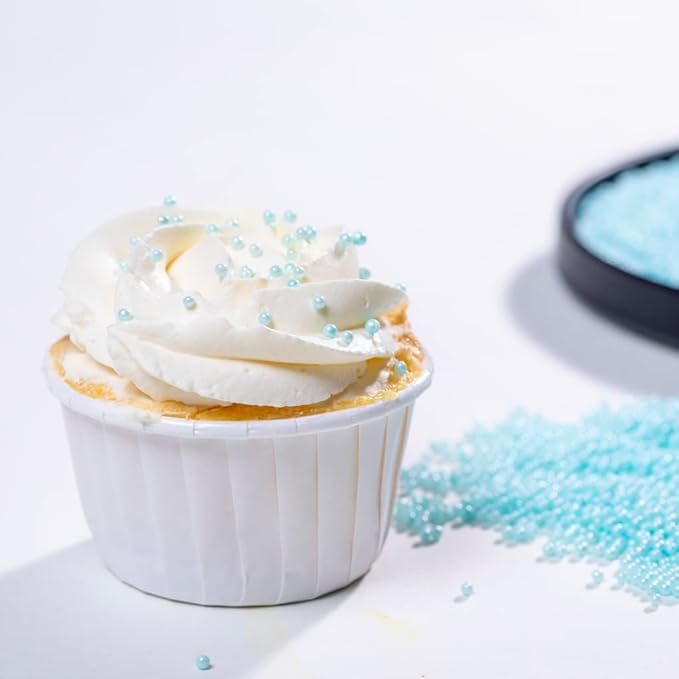 Blue sprinkles Edible Pearl Spinkles 130g/4.6oz,Cake Dessert sprinkles,Cookie sprinkles,Sugar Pearls, Edible Candy Pearls for Cake Cupcake Decorationg 2mm (Blue)