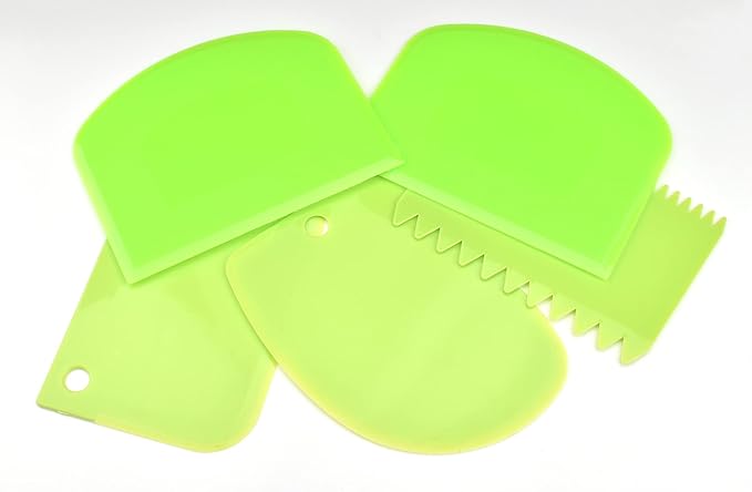 Multipurpose Bowl, Cake Scraper, Flexible Plastic Dish, Dough Cutter, Bench Scraper for Baking, Kitchen (Green)