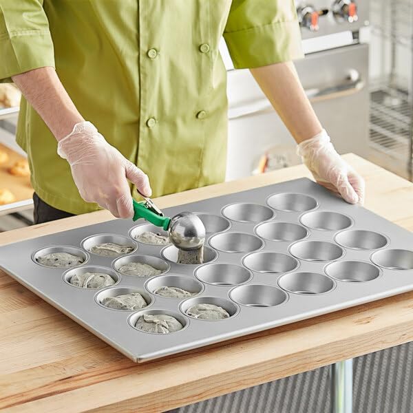 24 Cup Jumbo Muffin Pan, Aluminized Steel, Silver Glazed, 26 x 18 Inch, Heavy Duty Commercial Cupcake Baking Pan with Silicone Coating