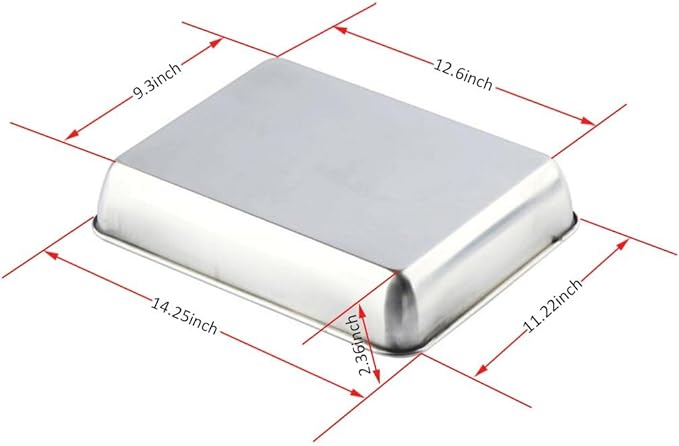Sheet Pan,Cookie Sheet,Heavy Duty Stainless Steel Baking Toaster Oven Jelly Roll Deep Edge,Superior Mirror Finish, Dishwasher Safe (14.25x11.22x2.36 inches)