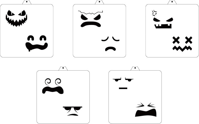 Cookie Cutter and Stencil Set Bundle Kit PYO Cookies Paint Your Own Diy Bakery Fondant Sugar Happy Birthday Wedding Baby Candle Kids Painting Coloring Pages Comb (Halloween Ghost Faces)