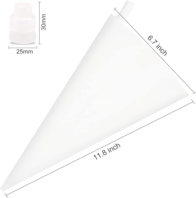 12 Inch Silicone Pastry Bags 6-Pack Reusable Icing Piping Bags Cake Cupcake Decorating Bags Baking Frosting Piping Bags with 6 Icing Couplers for Standard Tips, Translucent