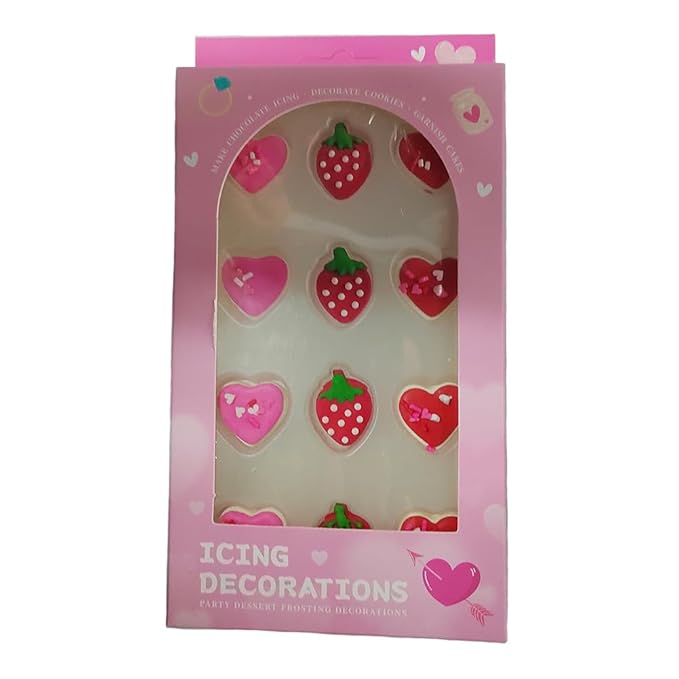 Edible Candy Red Pink Heart Strawberry Dessert Sprinkles Party Cookie DIY Cake Cupcake Topper Icing Frosting Decoration Valentine Supplies
