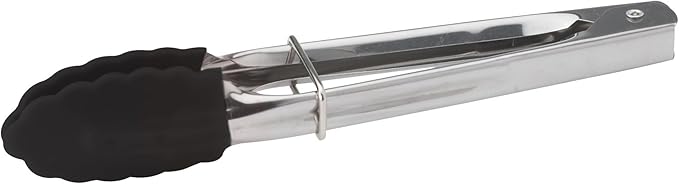 Winco 7" Stainless Steel Utility Tongs, Silicone Tips