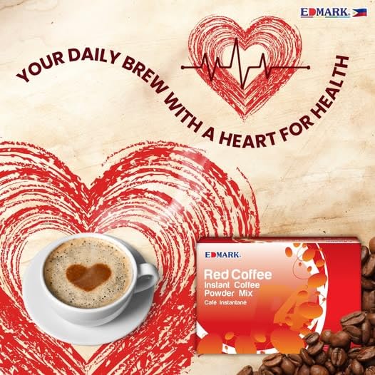 EDMARK Sugar Free Red Yeast Coffees - Organic Coffee Blend With Rose Petal Extract - Red Coffee Pods Cups Coffee's Lover Gifts - 15g × 20 Sachets
