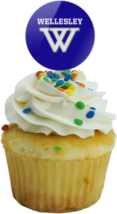 Wellesley College Primary Logo Cupcake Picks Toppers Decoration Set of 6