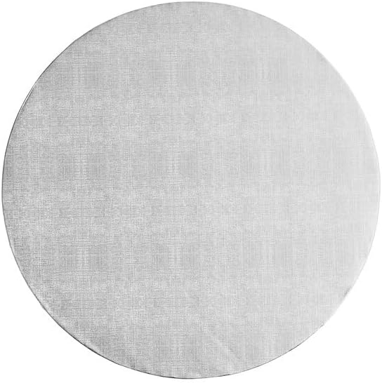 14 Inch Round Silver Cake Drum, 1/2 Inch Thick Corrugated Cardboard, Grease-Resistant, 12 per Case