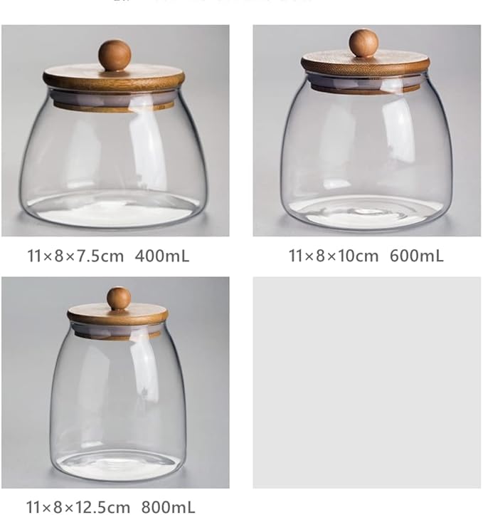 Glass Canister with Lid Glass Jar with Airtight Bamboo Lid 20 OZ Apothecary Jar 600ml (G-M)