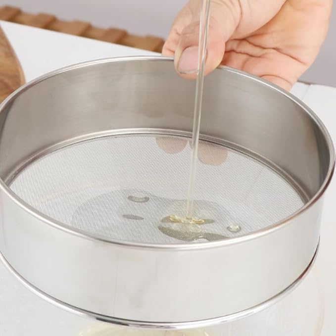 PRETYZOOM Stainless Steel Flour Sifter 11.8 Inch Fine Mesh Sieve for Baking Bread Flour and Pastry Kitchen Tool