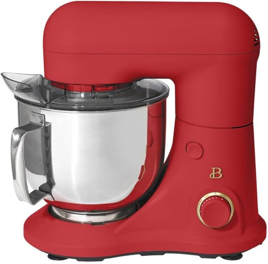 Beautiful 5.3QT 300W Stand Mixer with 12 Speeds, Tilt-Head, Splash Guard & Dishwasher-Safe Accessories, Soft Matte Finish – Mixes Up to 9 Dozen Cookies (Tomato Red)
