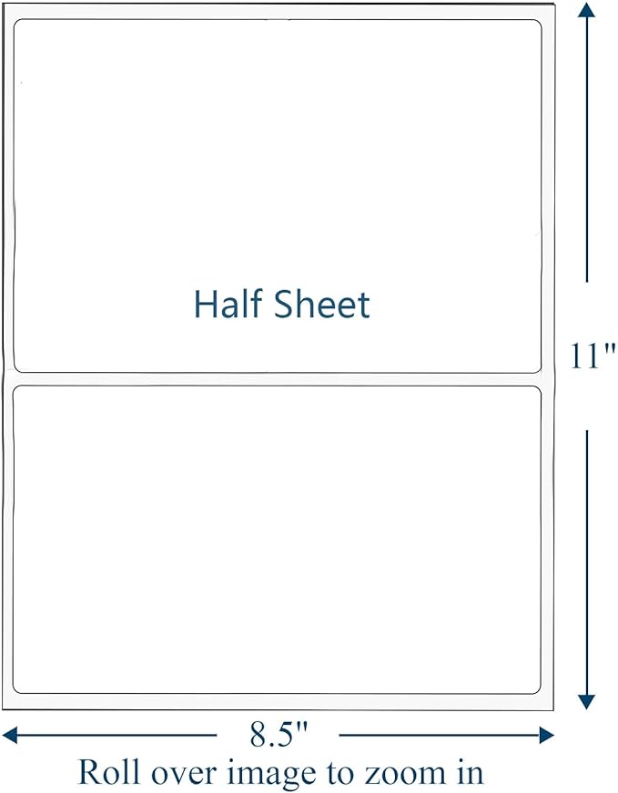 (4000 Sheets, 8000 Labels) Sticker Paper, 11" x 8.5" Half Sheet Shipping Address Labels, 2 Per Page Self Adhesive Mailing Label for Laser and Inkjet Printers