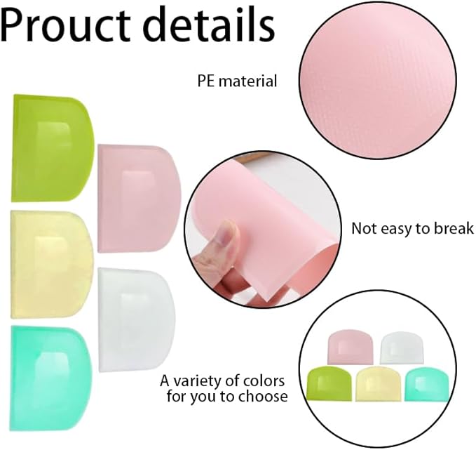 10Pcs Dough Scraper Plastic Bench Scraper for for Baking, Bread Dough, Pizza, Cake Decorating and Kitchen Use (Multi-Color)