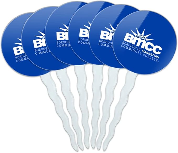 Borough of Manhattan Community College Primary Logo Cupcake Picks Toppers Decoration Set of 6