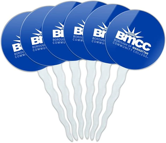 Borough of Manhattan Community College Primary Logo Cupcake Picks Toppers Decoration Set of 6