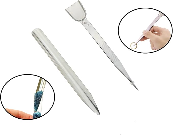 DIY Jewelry Making Tools E-outstanding 2PCS Beading Tweezers Tool with Scoop and 2PCS Long Tube Scoop Pick Up Tools for Seed Beads Diamond Jewelry Making