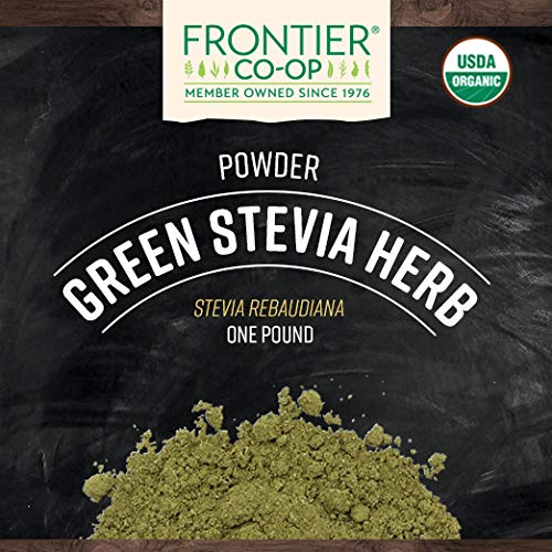 Frontier Co-op Stevia Herb Powder, 1lb Bulk Bag, Certified Organic | 100% Pure Stevia Powder | Ideal for Baking, Coffee, and Tea | No Fillers, Kosher