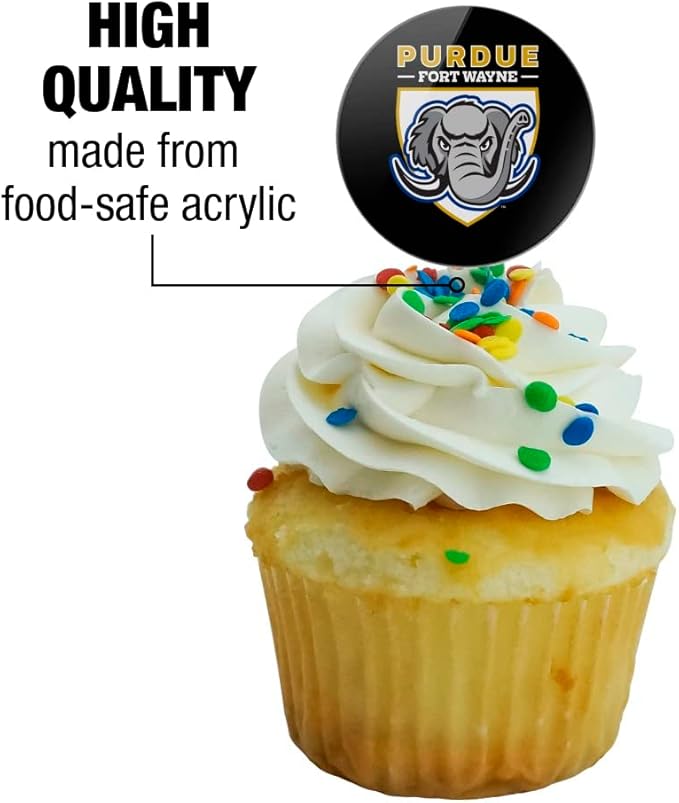Purdue University - Fort Wayne Primary Logo Cupcake Picks Toppers Decoration Set of 6