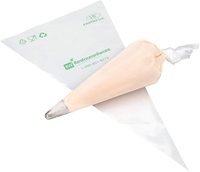 Restaurantware Pastry Tek 18 Inch Piping Bags 100 For Icing Pastry Bags - Disposable Food Grade Clear Plastic Decorating Bags Non Slip For Frosting Cupcakes Cakes And Pies