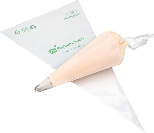 Restaurantware Pastry Tek 18 Inch Piping Bags 100 For Icing Pastry Bags - Disposable Food Grade Clear Plastic Decorating Bags Non Slip For Frosting Cupcakes Cakes And Pies