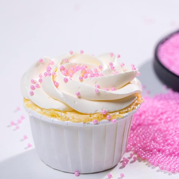 Pink Sprinkles 130g/4.6oz Edible Pearl sprinkles for Cake Decorations,Christmas Cake Dessert Sprinkles,Cookie sprinkles,Sugar Pearls, Edible Candy Pearls for Cake Cupcake Decorationg 2mm (Pink)