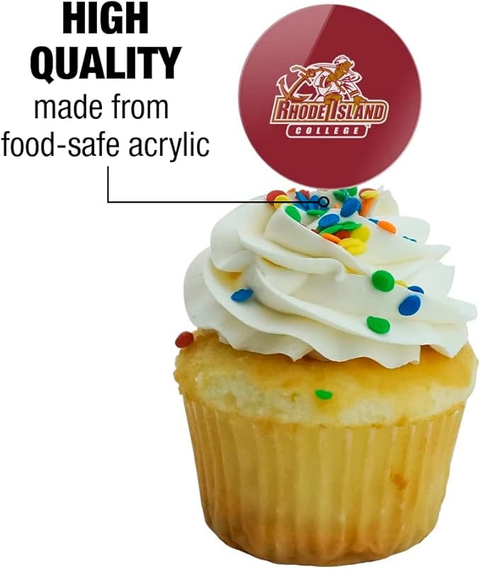 Rhode Island College Primary Logo Cupcake Picks Toppers Decoration Set of 6