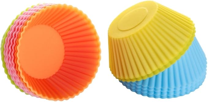 Mini Muffin Pan - Reusable Silicone Cupcake Molds 2in 24 Pack - Small Baking Cups Truffle Cake Pan Set Nonstick in 6 Colors
