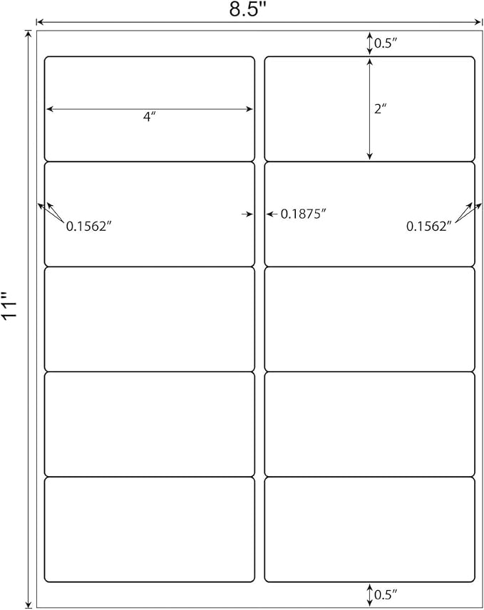 MPRT 2" x 4" Shipping Address Labels 1000 Label Stickers Paper for Laser & Inkjet Printer 10 per Page Printable Mailing Labels - Matte, 100 Sheets (Pack of 2)