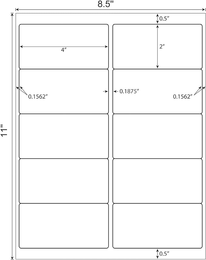 MPRT 2" x 4" Shipping Address Labels 5000 Label Stickers Paper for Laser & Inkjet Printer 10 per Page Printable Mailing Labels - Matte, 500 Sheets