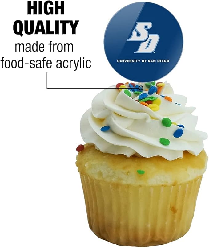 University of San Diego Primary Logo Cupcake Picks Toppers Decoration Set of 6