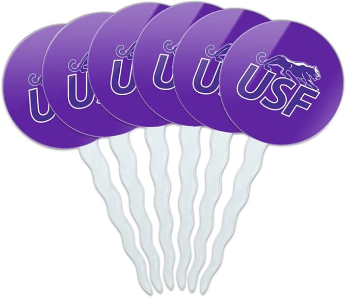 University of Sioux Falls Primary Logo Cupcake Picks Toppers Decoration Set of 6