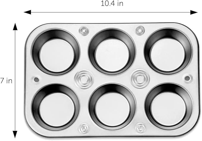 DecorRack Non-Stick Muffin Pan, 6-Cup, Bakeware for Baking Cupcakes (Pack of 1)