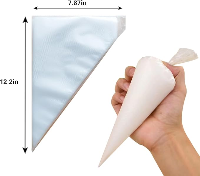 Piping Bags - 12 Inch Disposable Icing Bags, 200 PCS Disposable Decorating Bags for Frosting, Pastry Bags Disposable, Great for Cakes and Cookies Decoration, S/M/L, clear