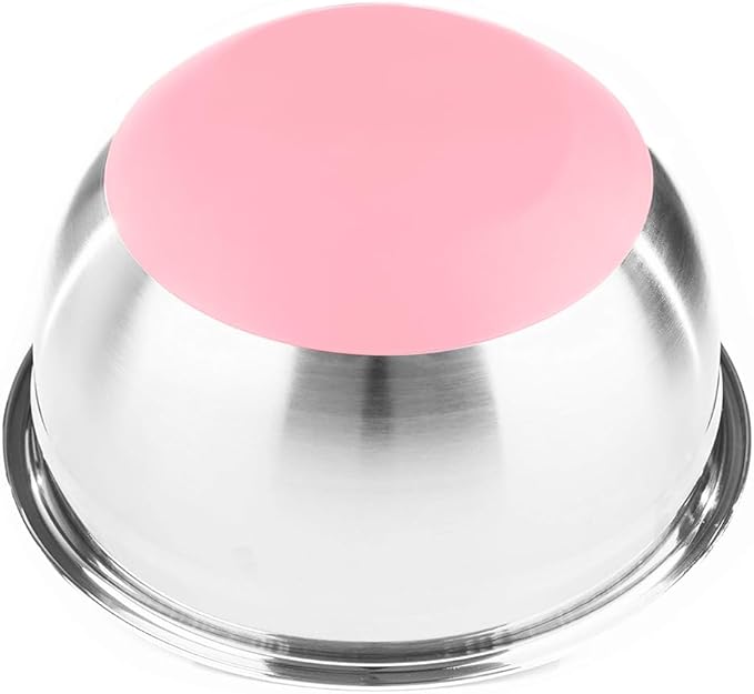 Stainless Steel Mixing Bowls with Lids and Non Slip Bases (Set of 3, Pink)