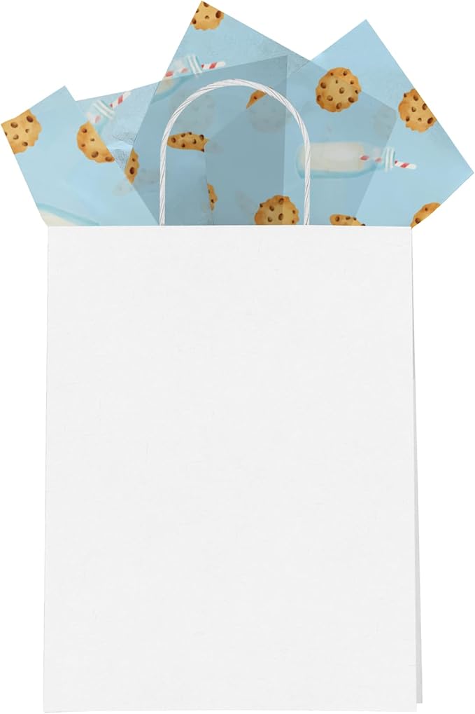 Milk and Cookies Printed Tissue Paper for Birthday Party Gift Bags or Boxes and Wrapping - Bulk Decorative Art Tissue Paper for Packaging and Gifting | 24 Sheets 20" x 30"