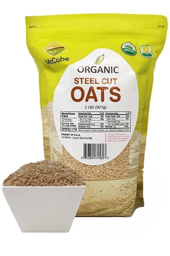 McCabe Organic Steel Cut Oats - Steel Cut Oats Organic | Rich with Fiber & Minerals | USDA and CCOF Certified | Product of USA | 2lbs Pack of 2