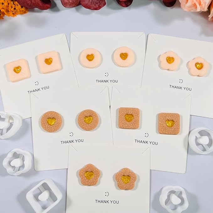 Heart Center Polymer Clay Cutters – 5 Shapes Clay Earring Cutters Set for DIY Jewelry – Polymer Clay Tools for Earrings & Crafts – Cute Clay Cutter Set for Valentine & Gift Projects