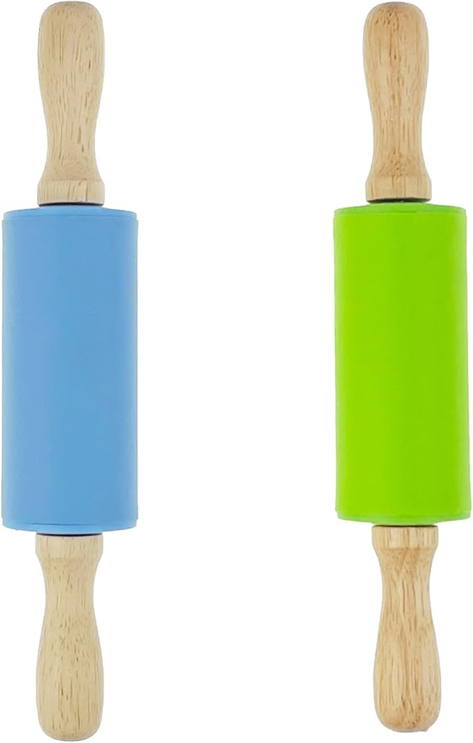 2 Pack Mini Small Rolling Pin 9 Inch Kids Rolling Pin Wooden Handle for Home Kitchen